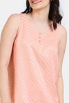 Zivame Checkered Sheen Woven Shorts Set - Pink Sand — thumbnail 5